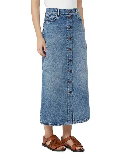 Weekend Max Mara Women's Cotton Denim Skirt - Navy - Size 6 | Thumbnail 3