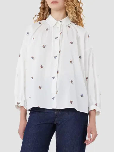 Weekend Max Mara Women's Poplin Shirt with Embroidery - White | Thumbnail 3