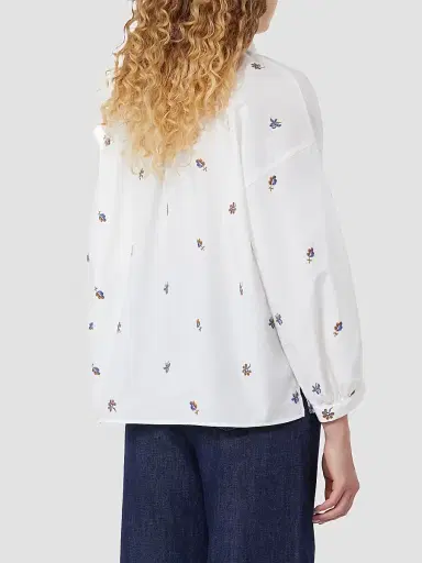 Weekend Max Mara Women's Poplin Shirt with Embroidery - White | Thumbnail 4