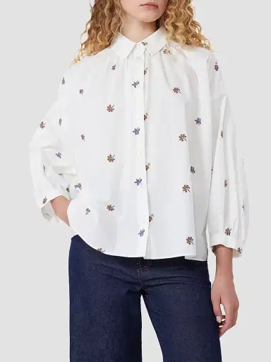 Weekend Max Mara Women's Poplin Shirt with Embroidery - White | Thumbnail 5