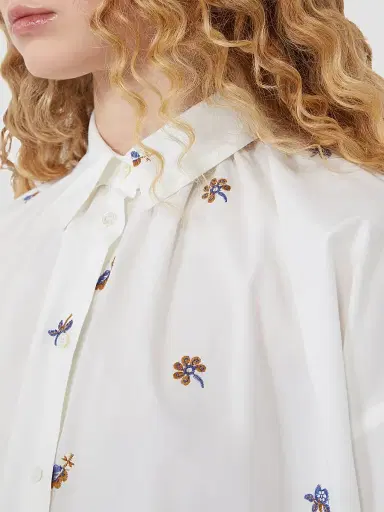 Weekend Max Mara Women's Poplin Shirt with Embroidery - White | Thumbnail 6