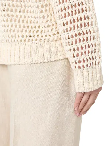 Weekend Max Mara Women's Linen and Cotton Yarn Mesh Jumper - Ecru - Size XL | Thumbnail 5 Weekend Max Mara Women's Linen and Cotton Yarn Mesh Jumper - Ecru - Size XL | Thumbnail 5