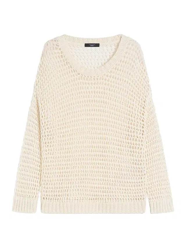 Weekend Max Mara Women's Linen and Cotton Yarn Mesh Jumper - Ecru