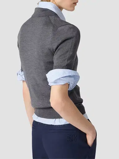 Miu Miu Women's Wool Knit Polo Shirt - Grey - Size 2 | Thumbnail 3 Miu Miu Women's Wool Knit Polo Shirt - Grey - Size 2 | Thumbnail 3