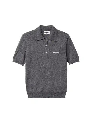 Miu Miu Women's Wool Knit Polo Shirt - Grey - Size 2 | Thumbnail 1 Miu Miu Women's Wool Knit Polo Shirt - Grey - Size 2 | Thumbnail 1