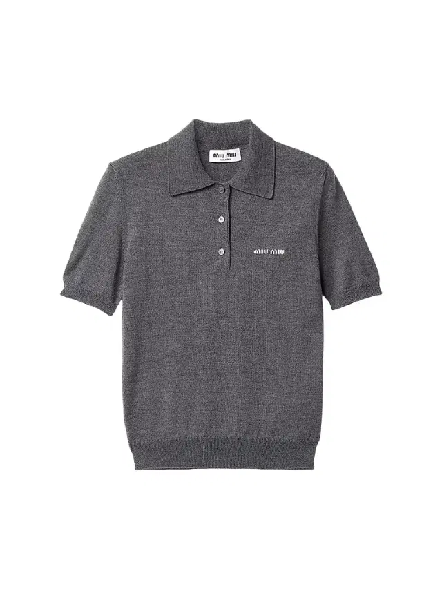 Miu Miu Women's Wool Knit Polo Shirt - Grey