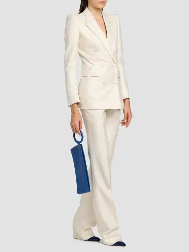 Tom Ford Women's Shadow Striped Wool-Silk Straight-Leg Pants - Yae Cream - Size 8 | Thumbnail 2