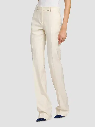 Tom Ford Women's Shadow Striped Wool-Silk Straight-Leg Pants - Yae Cream - Size 8 | Thumbnail 4