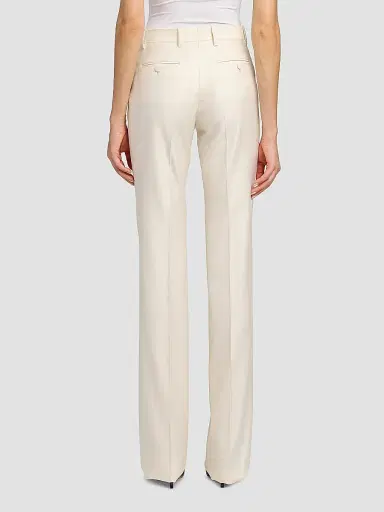 Tom Ford Women's Shadow Striped Wool-Silk Straight-Leg Pants - Yae Cream - Size 8 | Thumbnail 5