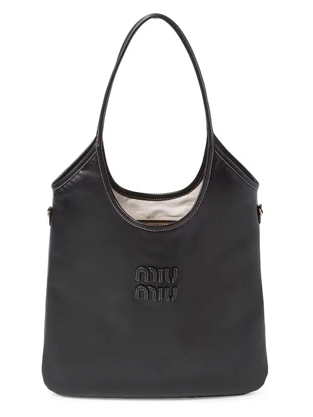 Miu Miu Women's Ivy Leather Shoulder Bag - Black