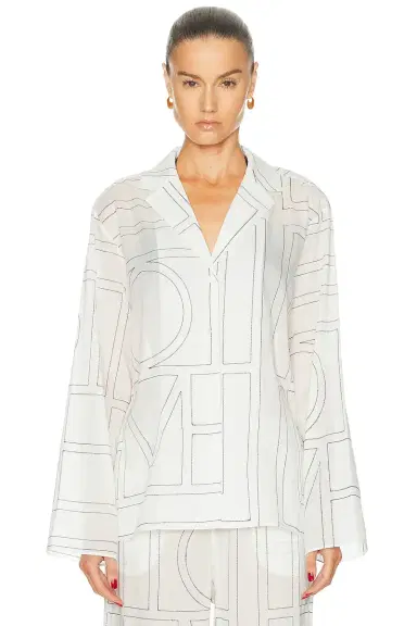 TOTEME Monogram Cotton Blend PJ Top | Thumbnail 2 TOTEME Monogram Cotton Blend PJ Top | Thumbnail 2