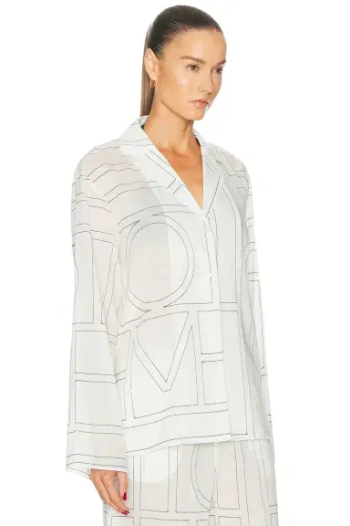 TOTEME Monogram Cotton Blend PJ Top | Thumbnail 3 TOTEME Monogram Cotton Blend PJ Top | Thumbnail 3