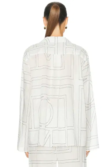 TOTEME Monogram Cotton Blend PJ Top | Thumbnail 4 TOTEME Monogram Cotton Blend PJ Top | Thumbnail 4