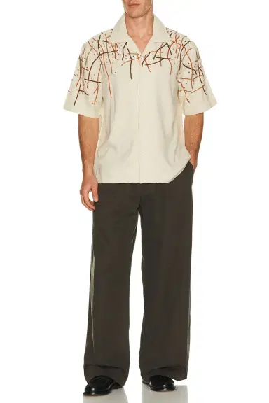 Pas Une Marque Rooted Embroidery Linen Shirt | Thumbnail 3