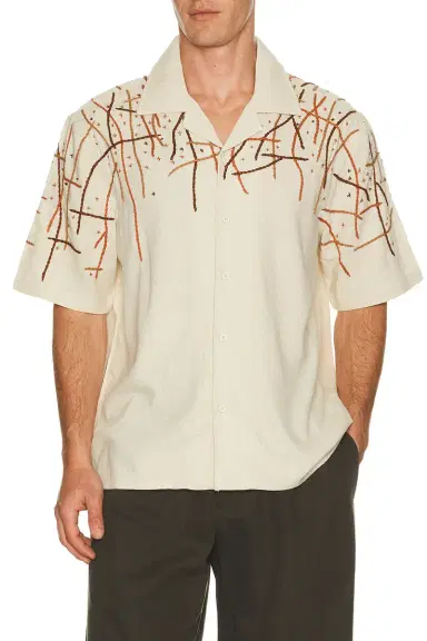 Pas Une Marque Rooted Embroidery Linen Shirt | Thumbnail 1