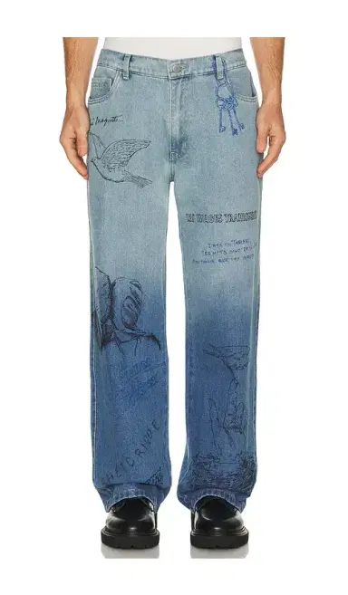 Pas Une Marque Sketch Print Denim Pants | Thumbnail 7