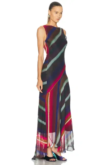 Christopher John Rogers Louie Stripe Cowl Back Bias Maxi Dress | Thumbnail 2