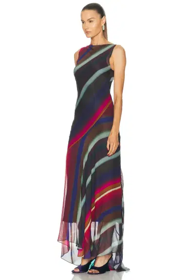 Christopher John Rogers Louie Stripe Cowl Back Bias Maxi Dress | Thumbnail 3