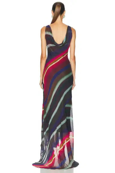 Christopher John Rogers Louie Stripe Cowl Back Bias Maxi Dress | Thumbnail 4
