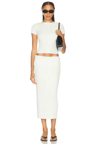 L'Academie Jordin Foldover Rib Midi Skirt | Thumbnail 5 L'Academie Jordin Foldover Rib Midi Skirt | Thumbnail 5