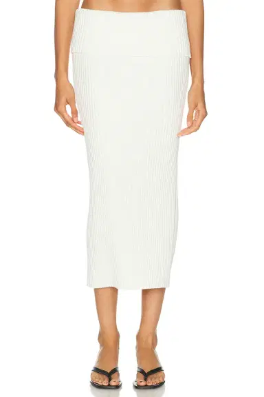 L'Academie Jordin Foldover Rib Midi Skirt | Thumbnail 1 L'Academie Jordin Foldover Rib Midi Skirt | Thumbnail 1