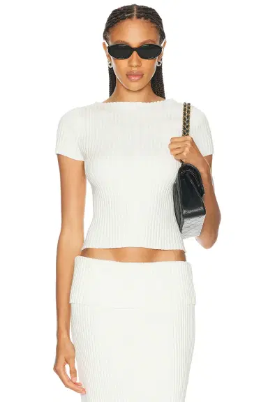 L'Academie Jordin Short Sleeve Rib Top | Thumbnail 1 L'Academie Jordin Short Sleeve Rib Top | Thumbnail 1