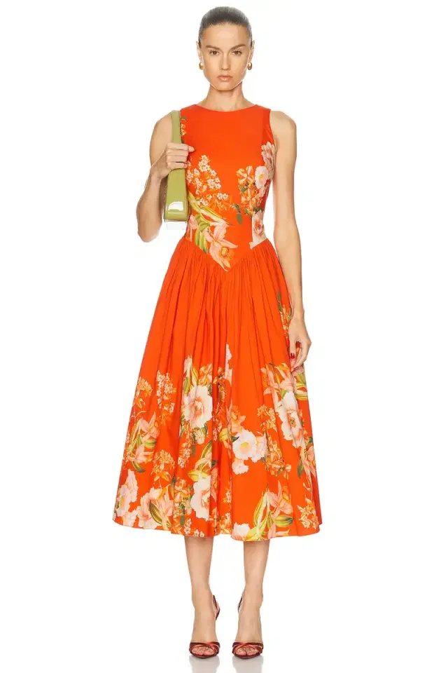 HEMANT AND NANDITA Hibi Boat Neck Midi Dress