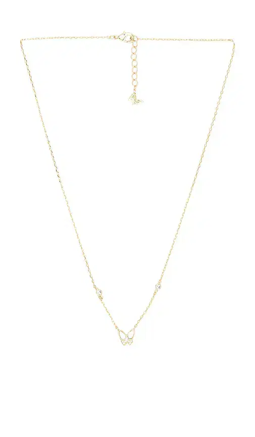 Cz & Mop Butterfly Accent Necklace