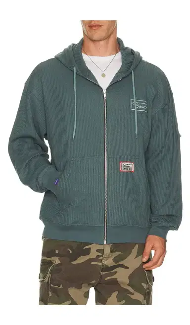 Deva States Cross Waffle Knit Zip Up Hoodie | Thumbnail 1