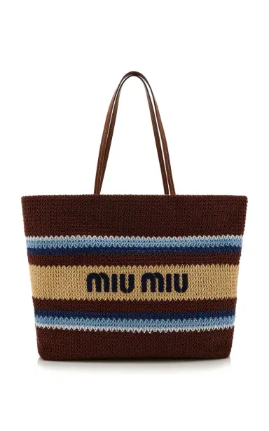 Miu Miu Raffia-Effect Woven Tote Bag | Thumbnail 1 Miu Miu Raffia-Effect Woven Tote Bag | Thumbnail 1