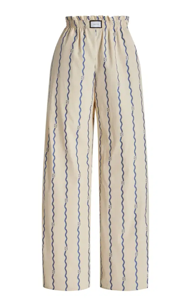 Yaitte Janeiro Wave-Patterned Cotton Fil Coupé Trousers