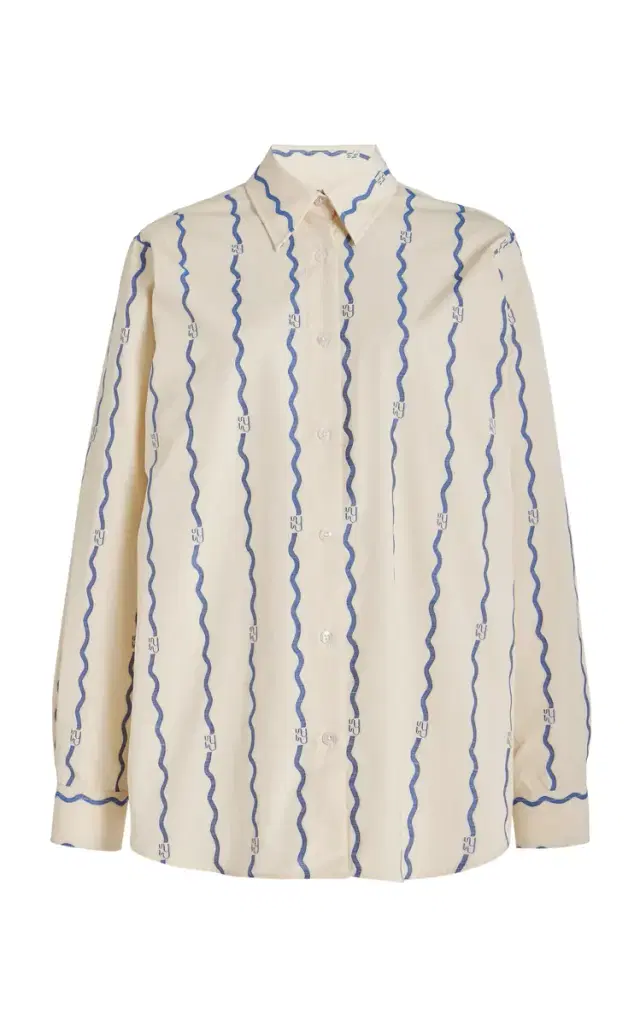 YAITTE Bouy Wave-Patterned Cotton Fil Coupé Shirt