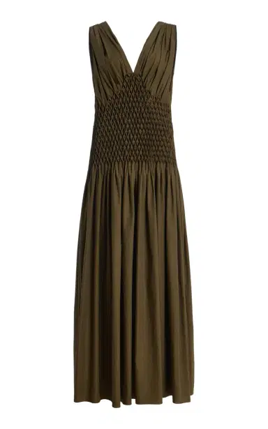 Khaite Nola Pleated Cotton Maxi Dress | Thumbnail 3