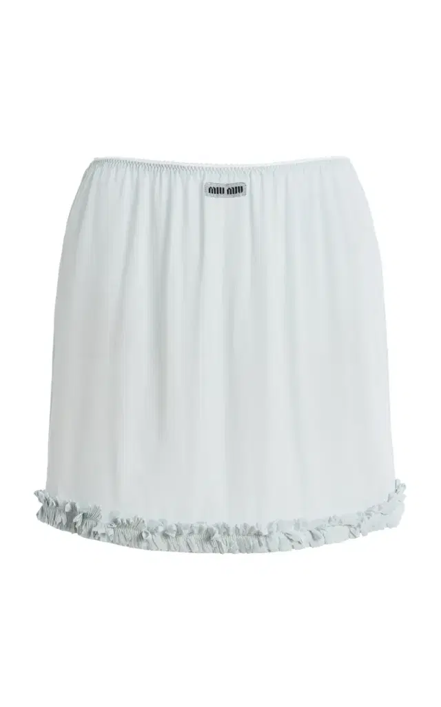 Ruffled Silk-Crepe Midi Skirt