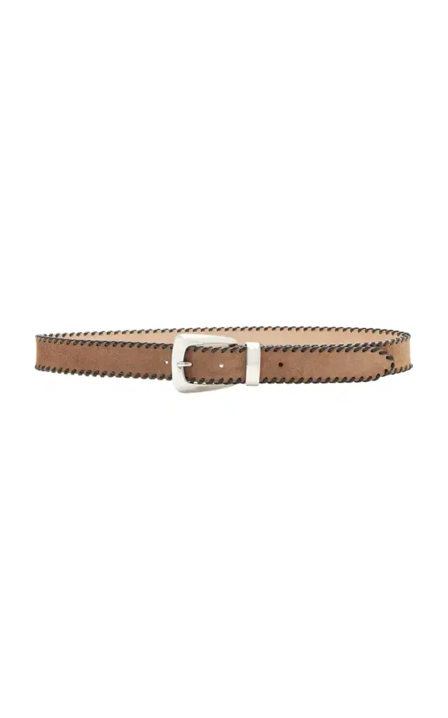 Khaite Benny Whipstitch Suede Belt