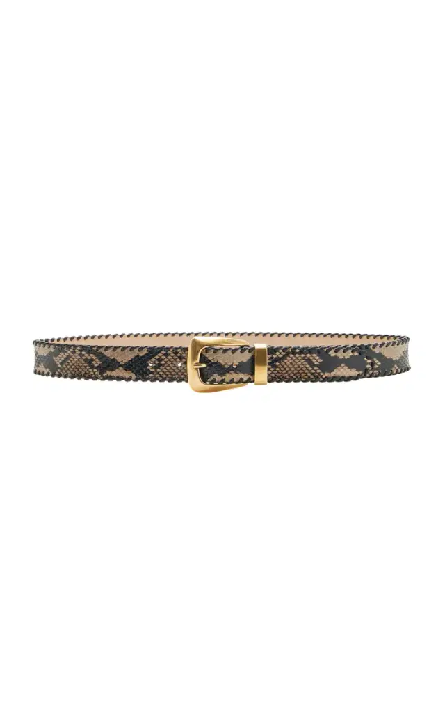 Khaite Benny Whipstitch Snake-Effect Leather Belt