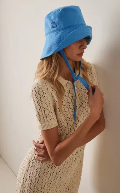 Miu Miu Wide-Brimmed Cotton Bucket Hat | Thumbnail 2 Miu Miu Wide-Brimmed Cotton Bucket Hat | Thumbnail 2