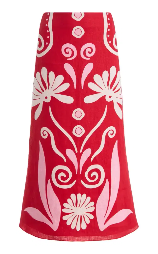 Cala de la Cruz Fabiana Printed Linen Midi Skirt