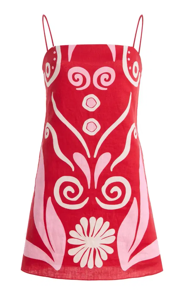 Cala de la Cruz Ancona Printed Linen Mini Dress