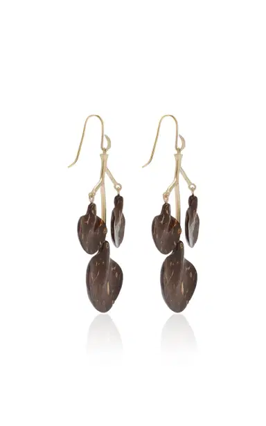 Annette Ferdinandsen Coconut Shell Ginkgo Branch Earrings | Thumbnail 3
