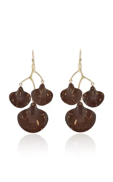 Annette Ferdinandsen Coconut Shell Ginkgo Branch Earrings | Thumbnail 4