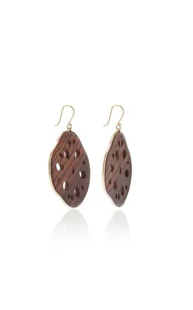 Annette Ferdinandsen Large Rosewood Lotus Root Slice Earrings | Thumbnail 3