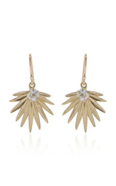 Annette Ferdinandsen Small Fan Palm With Pearls Earrings | Thumbnail 1 Annette Ferdinandsen Small Fan Palm With Pearls Earrings | Thumbnail 1
