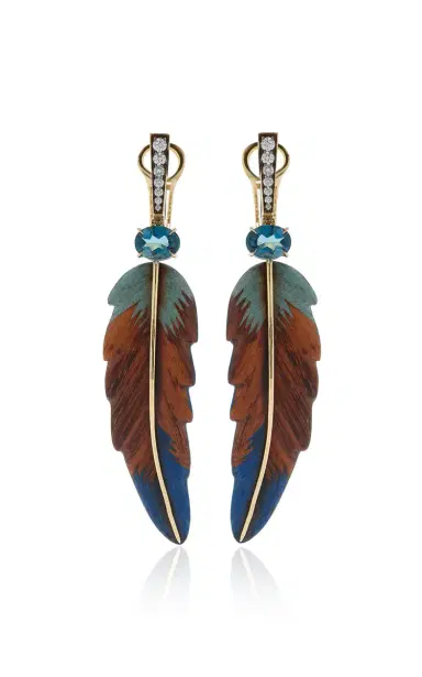 Silvia Furmanovich 18K Yellow Gold Diamond And London Blue Topaz Marquetry Earrings | Thumbnail 4