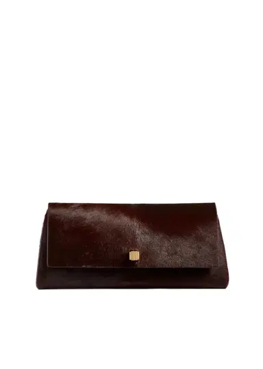 Khaite Audrey Clutch In Rouge Noir Haircalf | Thumbnail 1