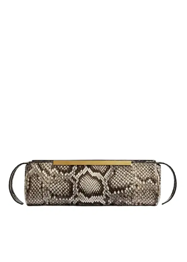 Khaite Donna Evening Clutch In Natural Python