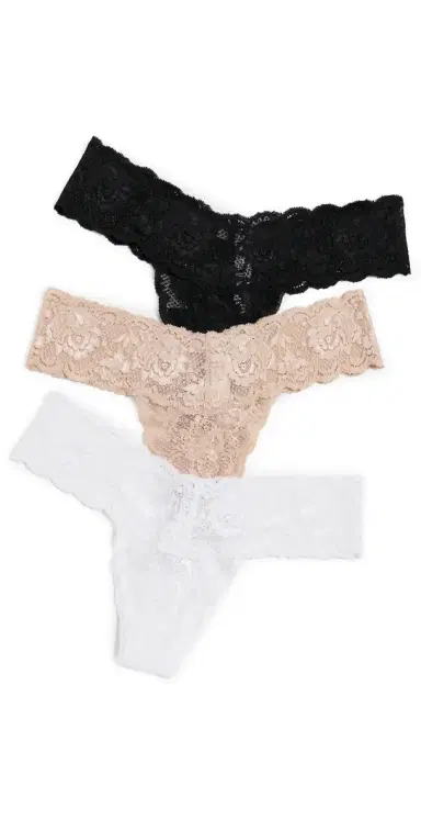 Cosabella Never Say Never Low Rise Thong 3 Pack Black Sette White One Size | Thumbnail 1