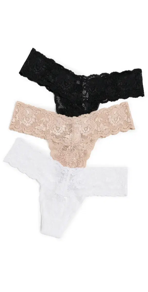 Never Say Never Low Rise Thong 3 Pack Black Sette White One Size