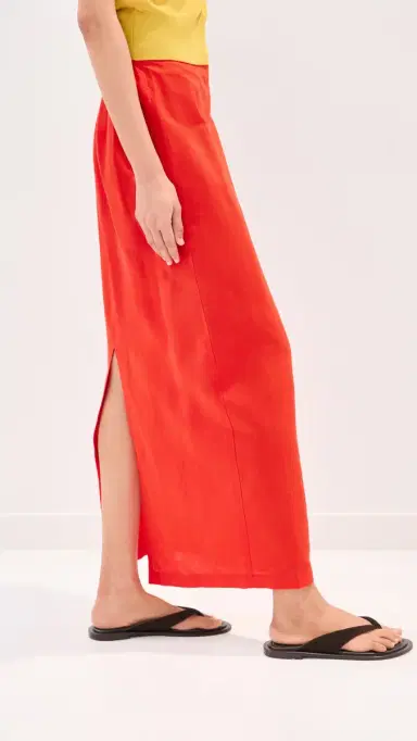 LE BOP Vanessa Linen Maxi Skirt Clam Bake | Thumbnail 4