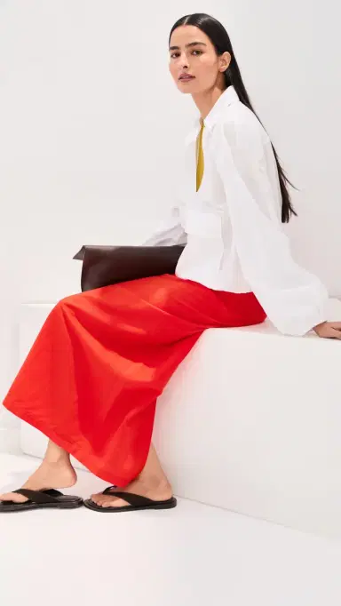 LE BOP Vanessa Linen Maxi Skirt Clam Bake | Thumbnail 6
